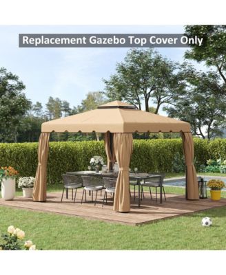 10' x 10' Double Roof Gazebo Replacement Canopy Top Cover,