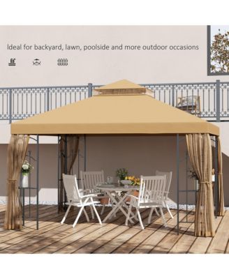 Decorative Outdoor Gazebo with Corner Shelves,