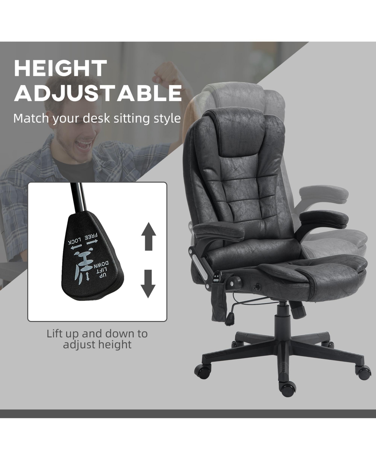 Vinsetto 6 Point Vibrating Massage Office Chair with Lumbar Heat