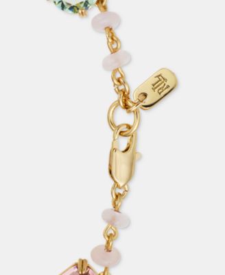 Gold-Tone Mixed Cut Stone Chain Link Bracelet