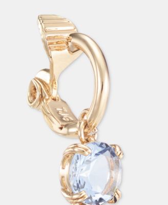 Gold-Tone Glass Stone Mixed Cut Double Drop Clip-On Earrings