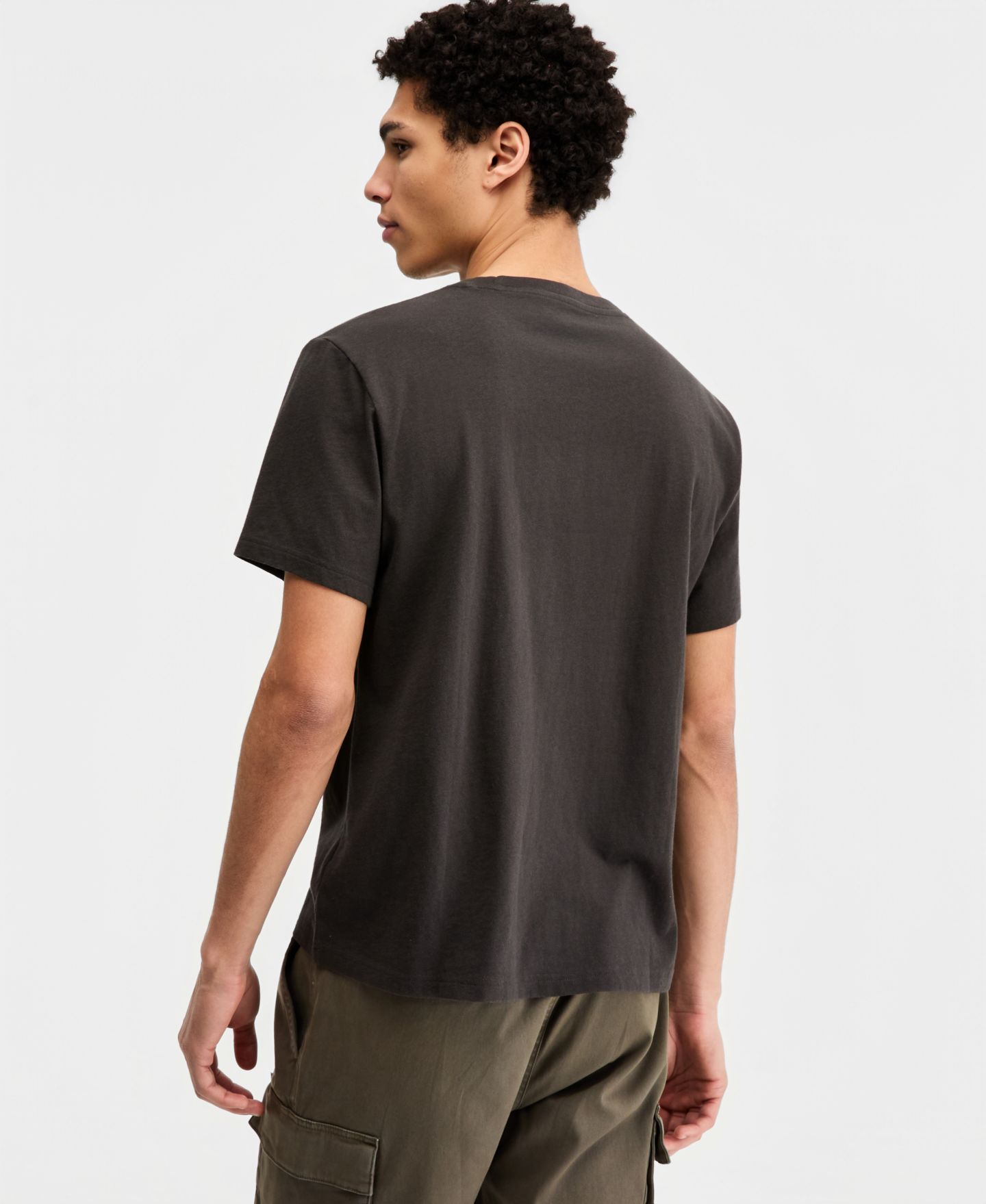 Мужская футболка Sun + Stone Cotton Garment-Washed Short-Sleeve, цвет: Чёрный теневой — фото 2