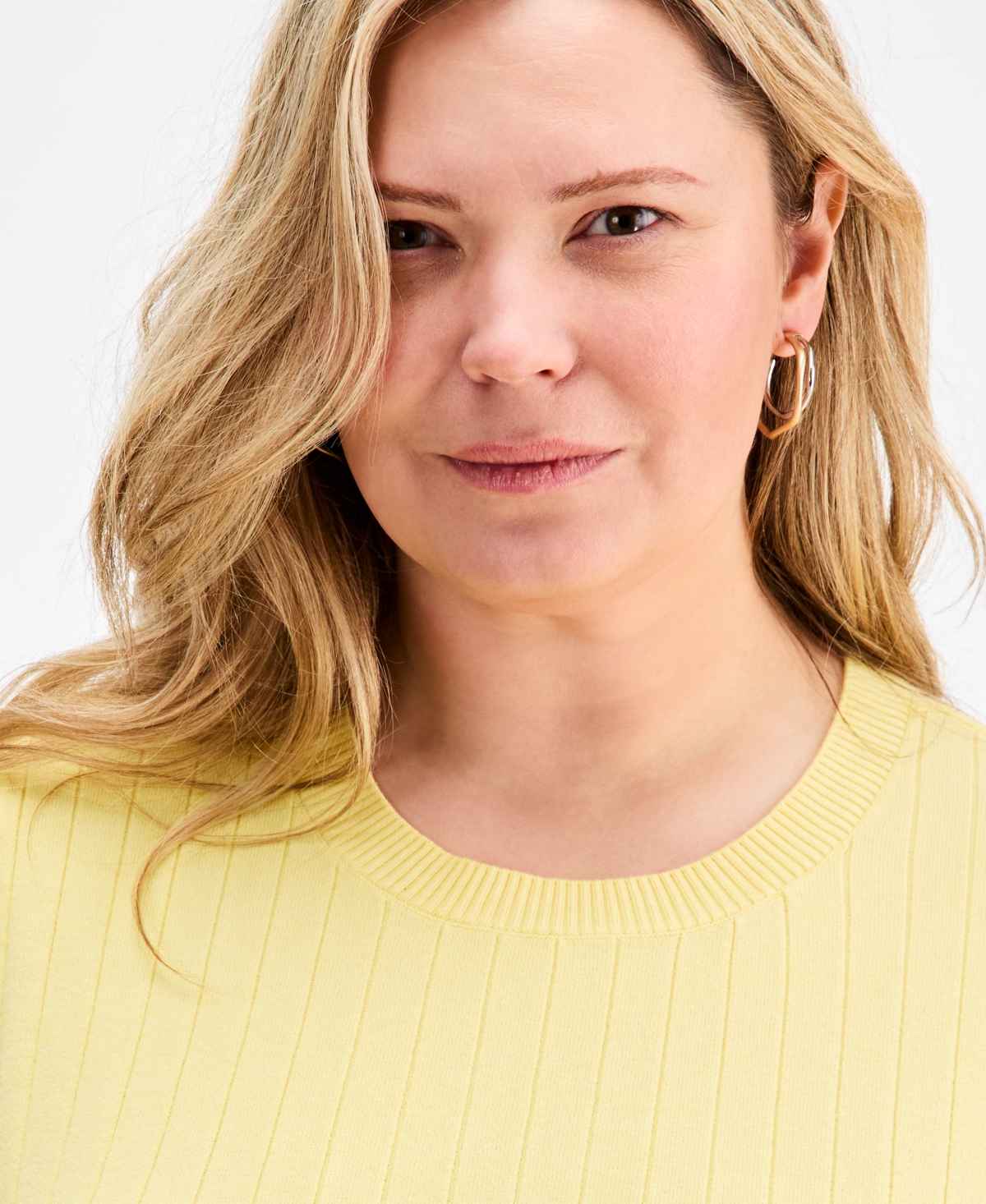 Style & Co Plus Ribbed Short-Sleeve Sweater, Macy's Exclusive