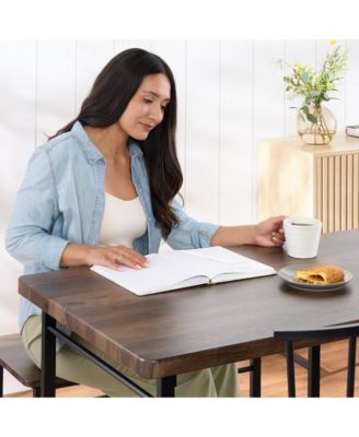 4-Piece Dining Kitchen Table Set w/ 2 Spindle-Back Chairs, Bench