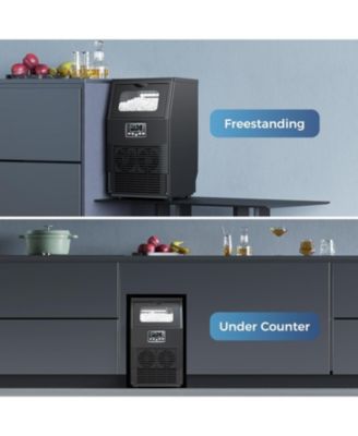 Commercial Ice Maker Machine,66Lbs/24H Stainless Steel Undercounter Ice Maker with 8Lbs Storage Capacity,Self-Cleaning Freestanding Ice Machine