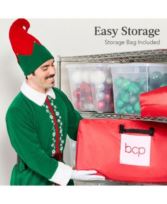 6ft Lighted 2D Christmas Tree Outdoor Decor w/ 170 LED Lights, Gift Boxes, Storage Bag