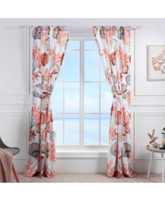 Beach Days Window Panel Pair - 42x84", Coral
