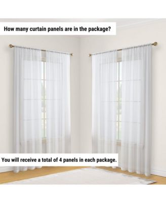 Essentials Sheer Voile Window Treatment Rod Pocket Curtain Panels - Set Of 4