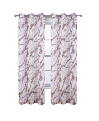 Marble Grommet Metallic Sheer Printed Doily Curtain Panel 54" x 90" Red