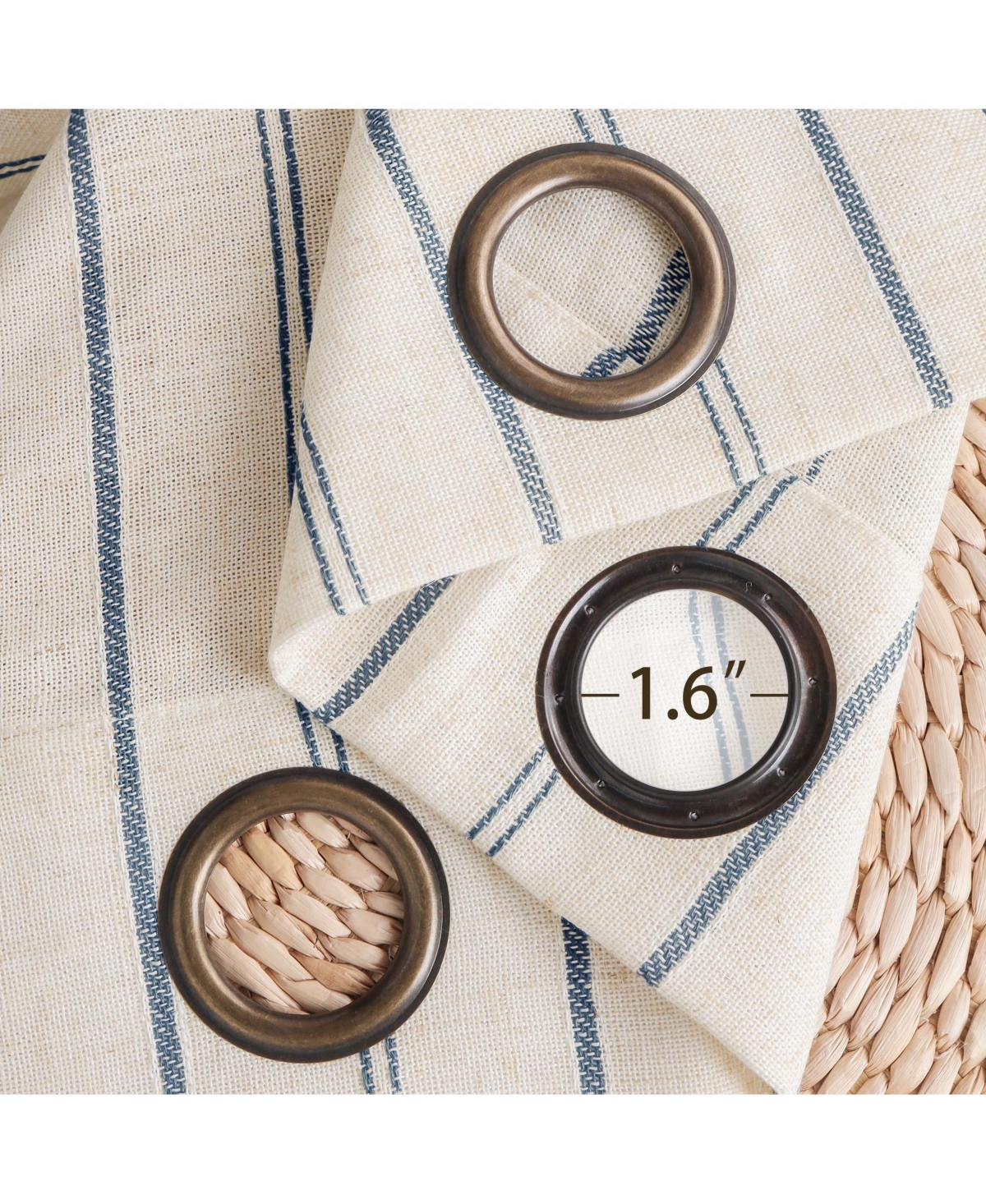 Awesome Home Linen Blend Geometric Striped Light Filtering Curtains Pair