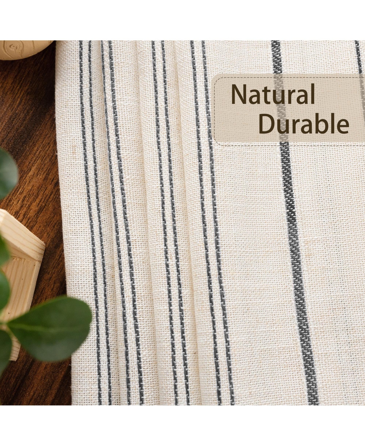 Awesome Home Linen Blend Geometric Striped Light Filtering Curtains Pair