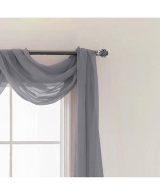 Celine Decorative Sheer Curtain Scarf - 55" x 216" - Charcoal