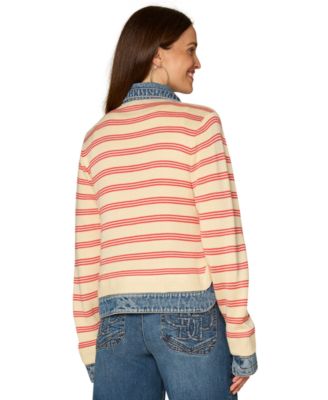 Petite Mixed Media Button-Down Jacket