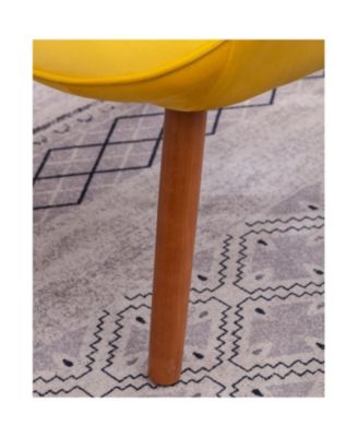 Contemporary Silky Velvet Tufted Accent Chair with Ottoman, Yellow