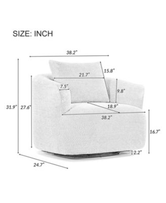 360° Swivel Accent Chair Sofa with Throw Pillow, Light Gray