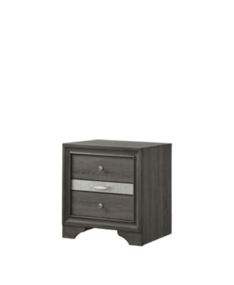 Traditional Matrix 2 Drawers Nightstand In Gray Made With Wood