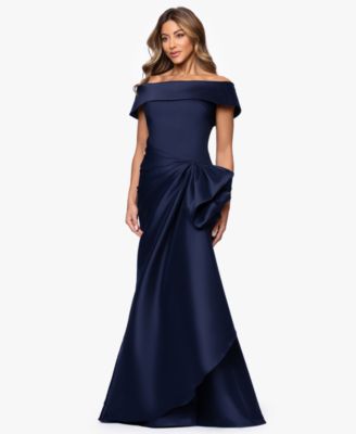 Women's Mikado Off-The-Shoulder Ruffle Ball Gown
