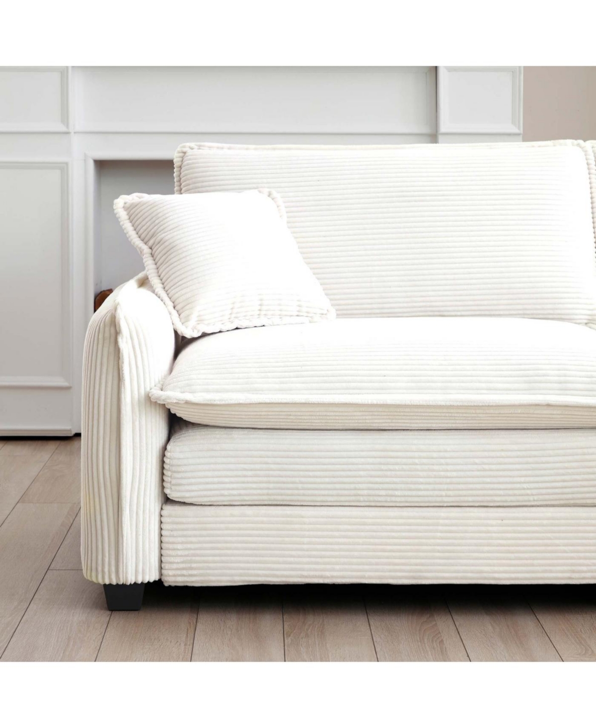 Streamdale Furniture Streamdale Beige Corduroy Ottoman Footstool for 2, 3, and 4 Seater Sofas