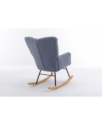 Streamdale Teddy Fabric Rocking Gilder Nursery Chair For Living Room Indoor,Light Blue