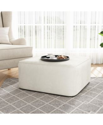 Upholstered Square Ottoman, Cream