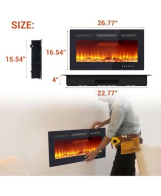 30" Wall Mounted Electric Fireplace Heater, 12 Flame Colors, Timer, Touch Screen, 750/1500W for Living Room
