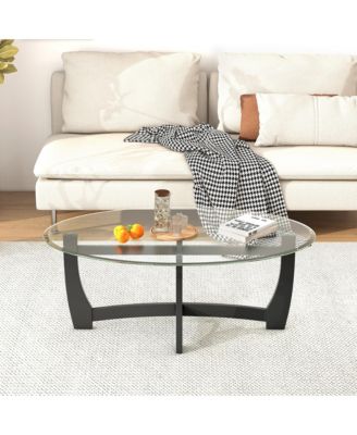 Coffee Table Modern Accent Tea Table w/ Rubber Wood Bentwood Structure