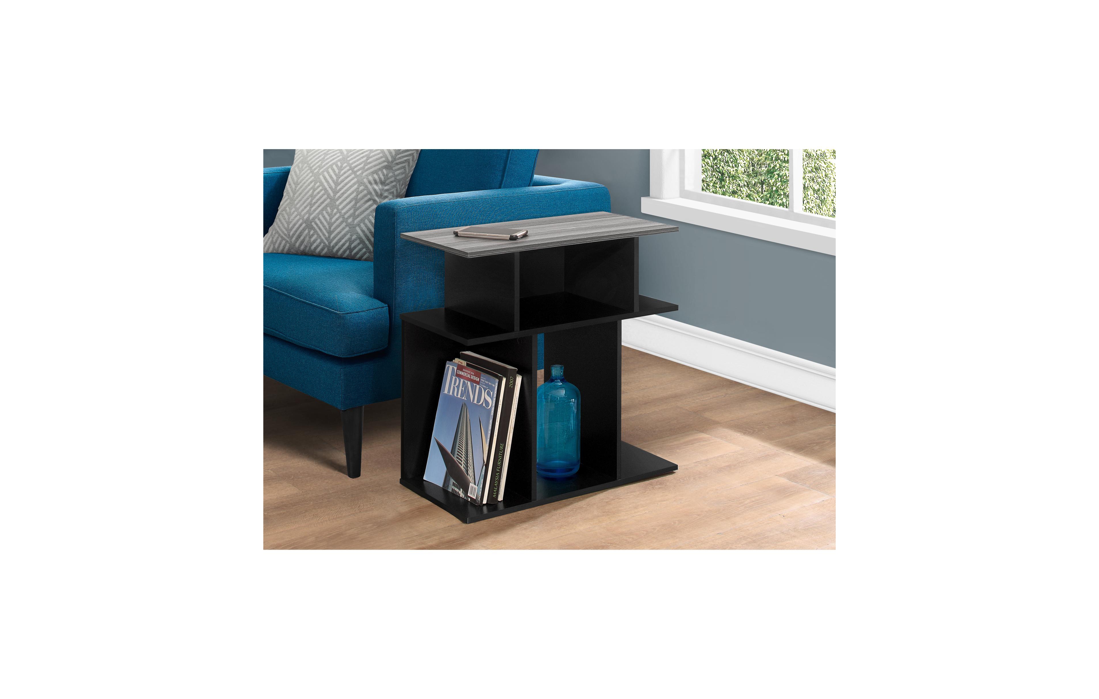 Lovmor Accent Table, Side, End, Nightstand, Lamp, Living Room, Bedroom, Black And Grey Laminate, Contemporary, Modern