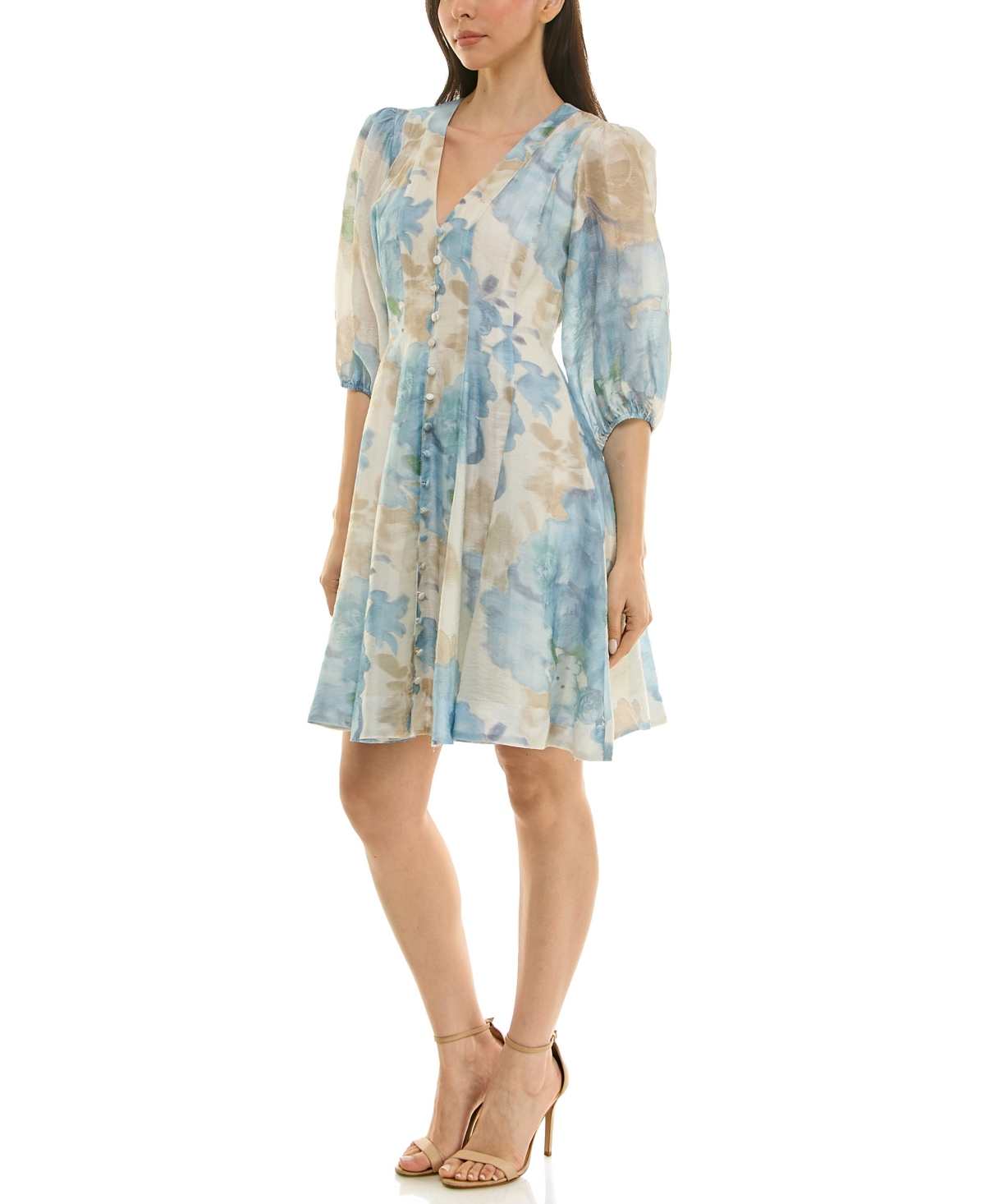 Taylor Women's V-Neck Floral A-Line Dress