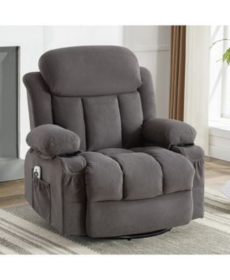 Heated Massage Recliner Sofa w/ USB & Cup Holders (Grey)