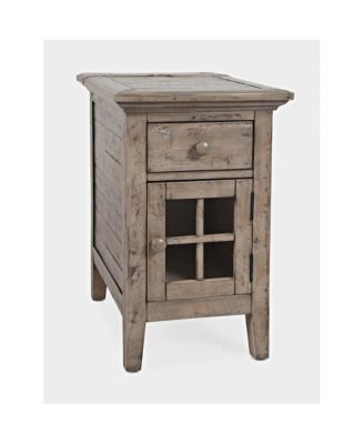 Rustic Shores Distressed Acacia USB Charging Chairside End Table