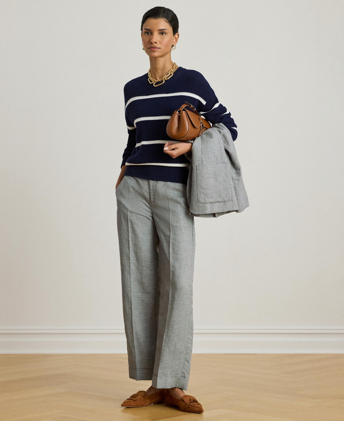 Lauren Ralph Women's Basket-Weave Cropped Pants