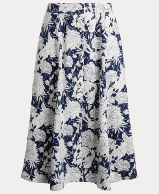 Women's Floral Button-Front Midi Skirt