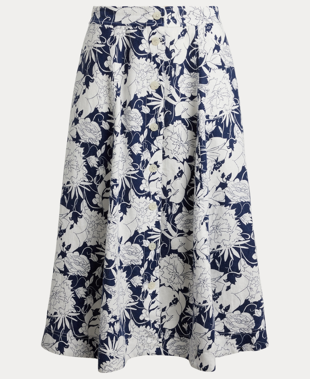 Lauren Ralph Women's Floral Button-Front Midi Skirt