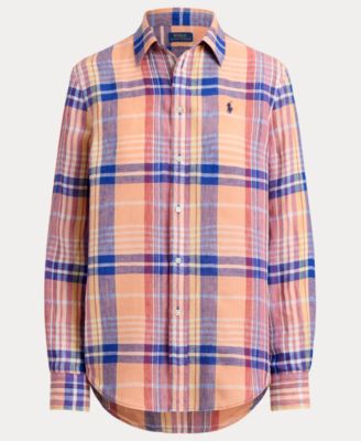 Women's Classic Fit Plaid Point Collar Shirt