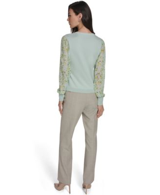 Women's Mixed Media V-Neck Sweater