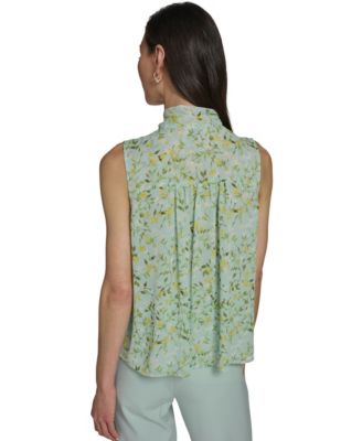 Women's Floral Vine Pintuck Top