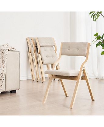 Set of 2 Wooden Folding Chairs with Soft Padded Cushions