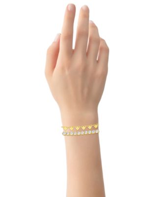 Cubic Zirconia 18k Gold Plated Brass Chain Duo Bracelet, Macy's Exclusive