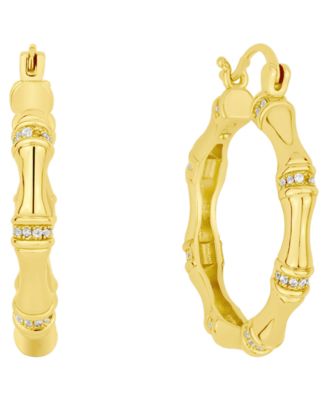 And Now This - Cubic Zirconia in 18k Gold Plated Brass Hoop Earrings