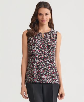 Women's Printed Keyhole Sleeveless Top