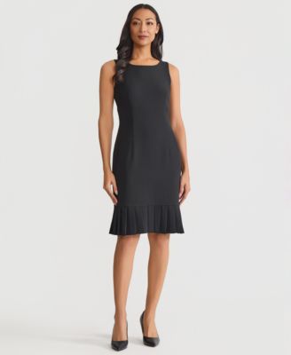 Women's Stretch-Crepe Pleat-Hem Sheath Dress, Regular & Petite 
