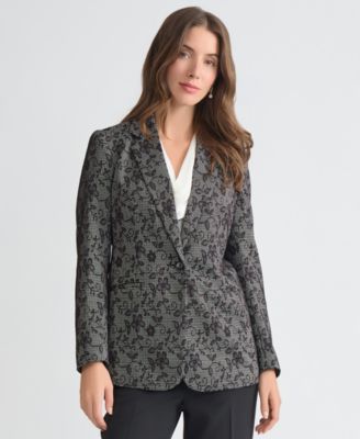 Women's Floral Ponte Notch-Collar Jacket