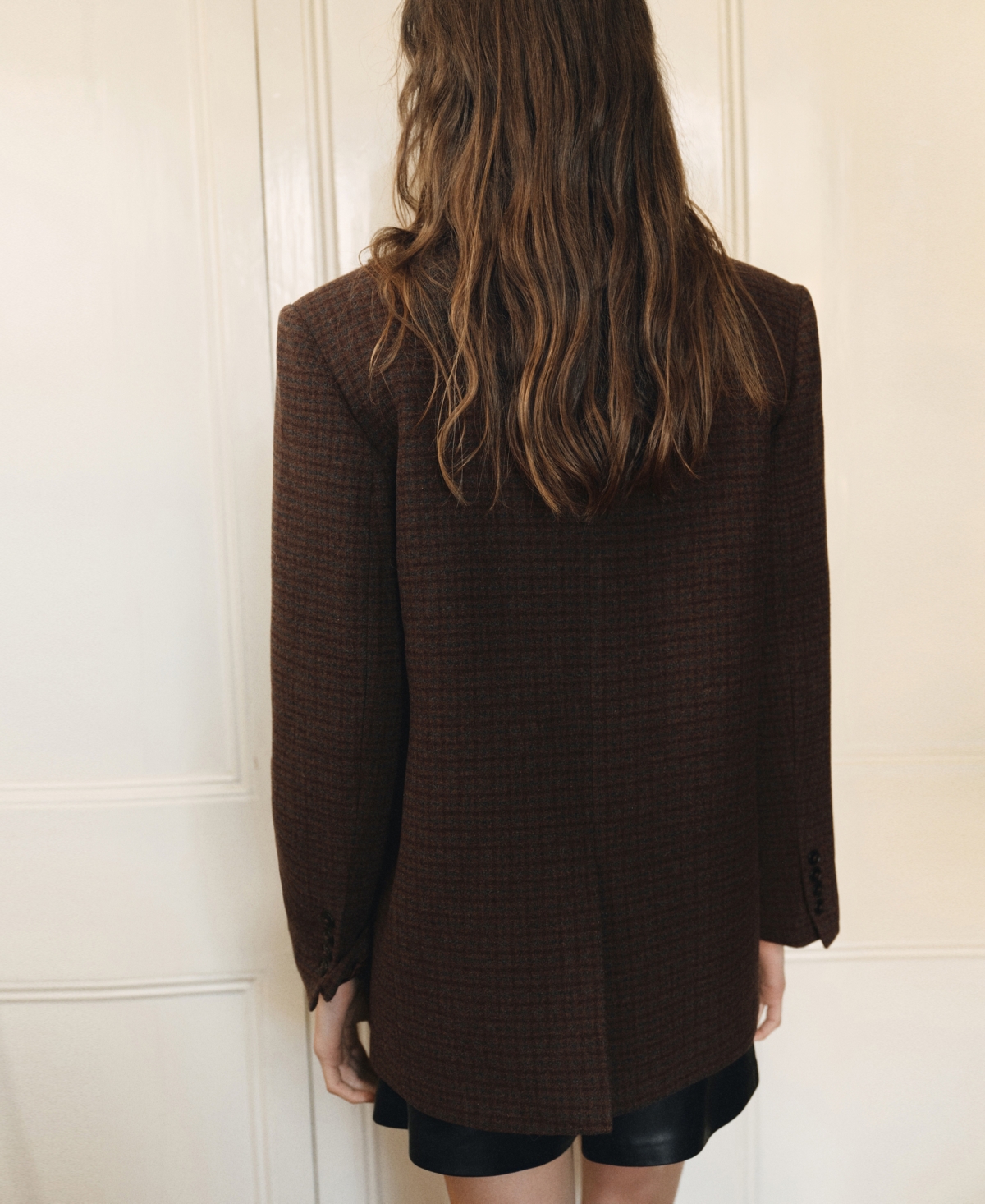 Mango Women's Micro Houndstooth Wool Blazer