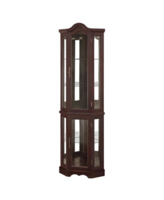Streamdale Dark Cherry Lighted Corner Curio Cabinet