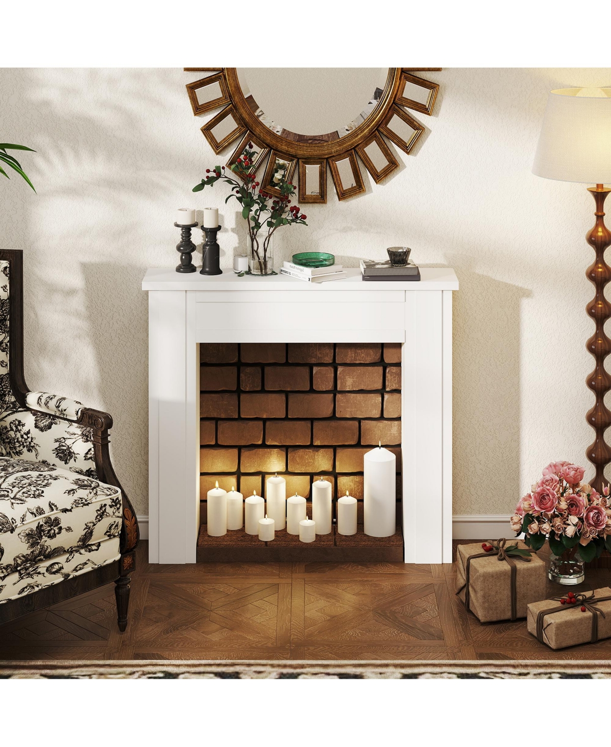 Homcom Modern Fireplace Mantel, Fireplace Surround with Leg,
