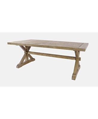 Carlyle Crossing Modern Rustic Distressed Solid Wood Coffee Table with Trestle
