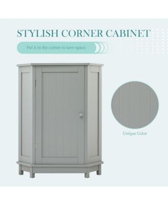 Grey Storage Cabinet with Adjustable Shelves Modern Design