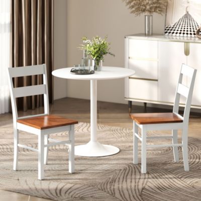 Farmhouse Armless Dining Chairs, Set of 2 with Open Back, Light