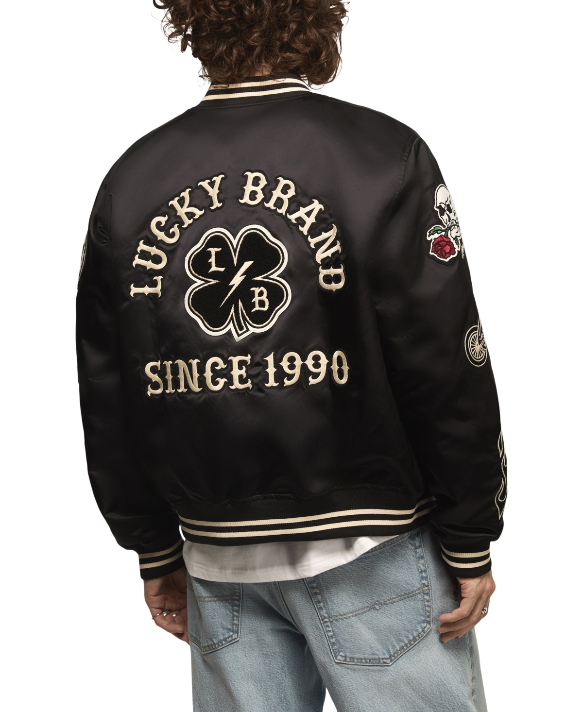 Lucky Brand Men's Satin Varsity Regular-Fit Jacket