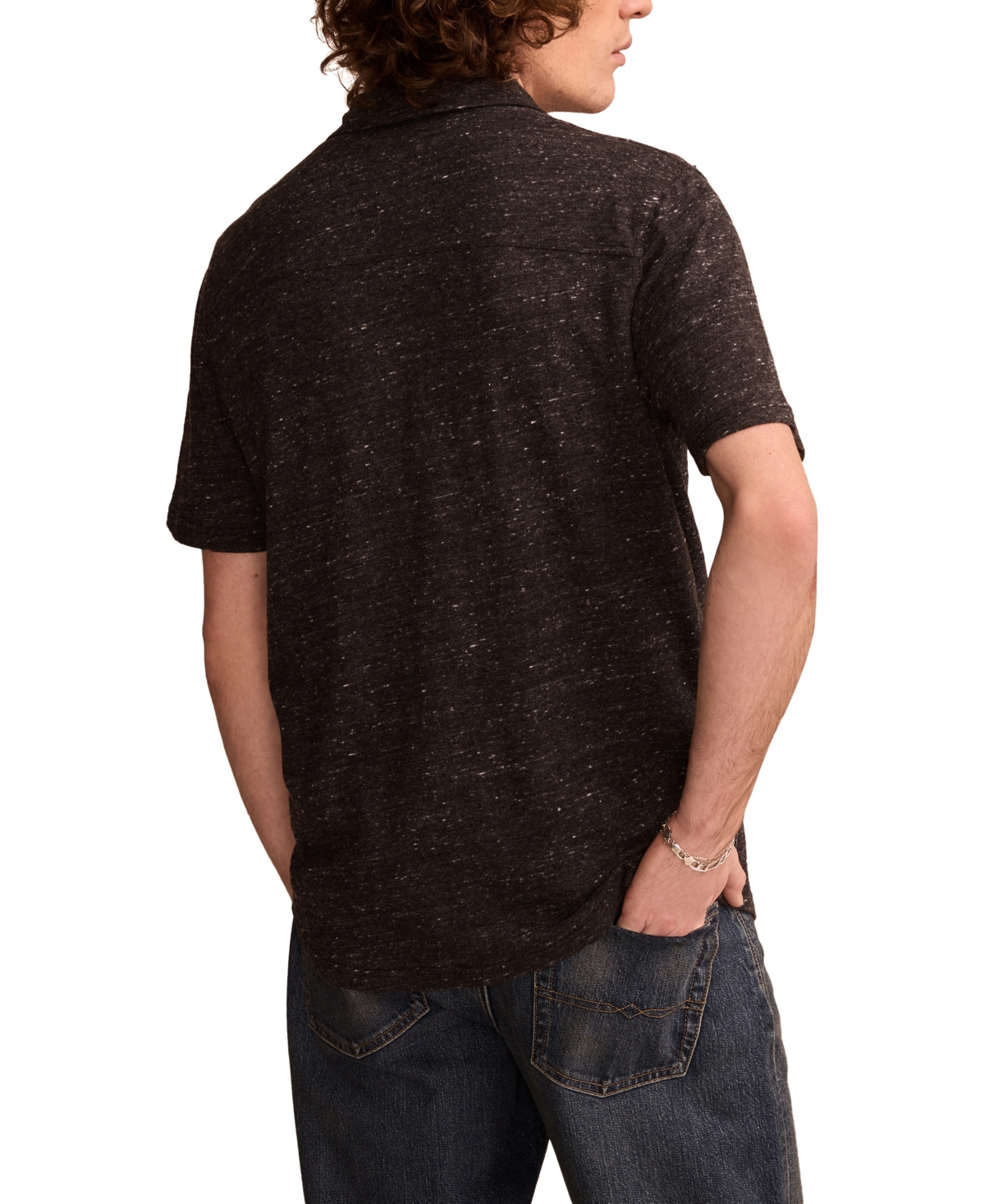 Lucky Brand Men's Short-Sleeve Linen Knit Shirt